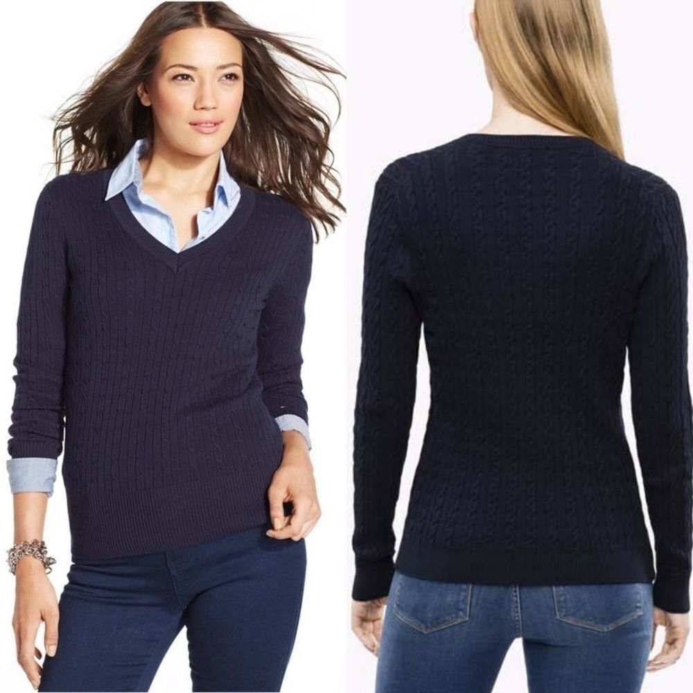 TOMMY Hilfiger Classic V-neck Cable Knit Sweater